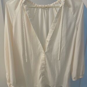 Everlane Women’s Soft Cream Blouse with Tie Neck - Tencel - NEW